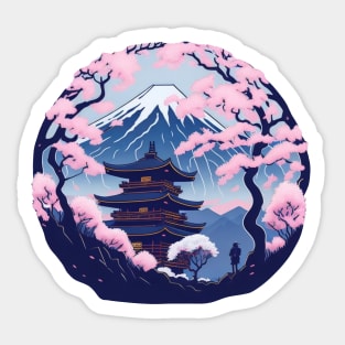 Cherry Blossoms Around Mt. Fuji Sticker